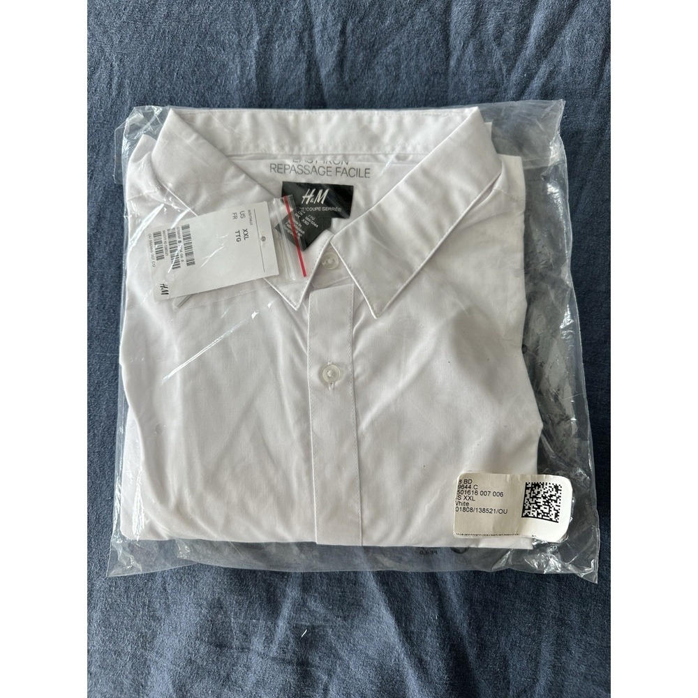 H&M REGULAR FIT EASY-IRON SHIRT XXL White New In Package!
